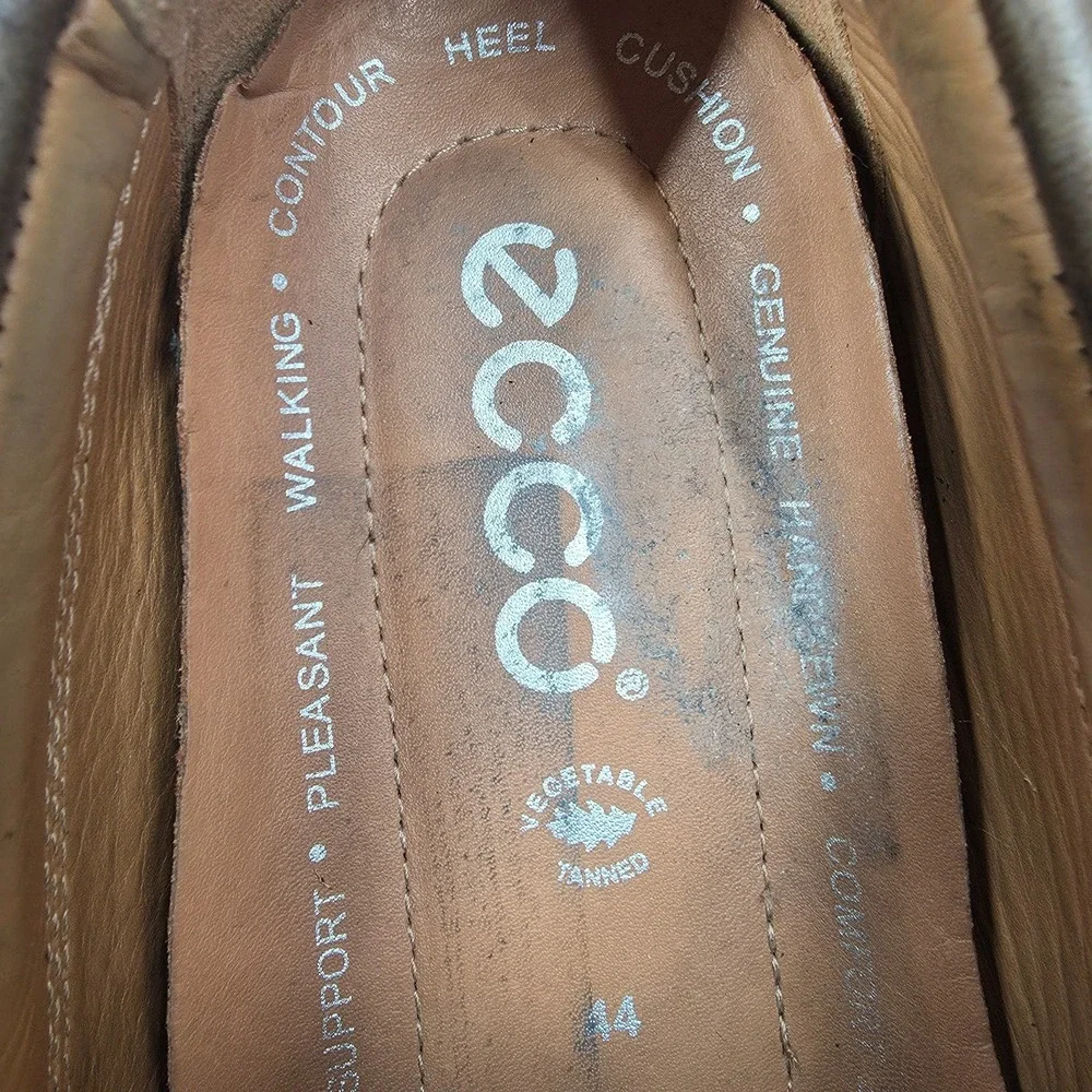 Ecco Boat Shoes Mens EU 44 US 10 - 10.5 Brown Leather‎ Slip On Loafers Casual